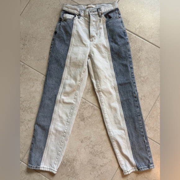 PacSun High Rise Mixed Two Tone Straight Leg Jeans Size 24 - Picture 1 of 5